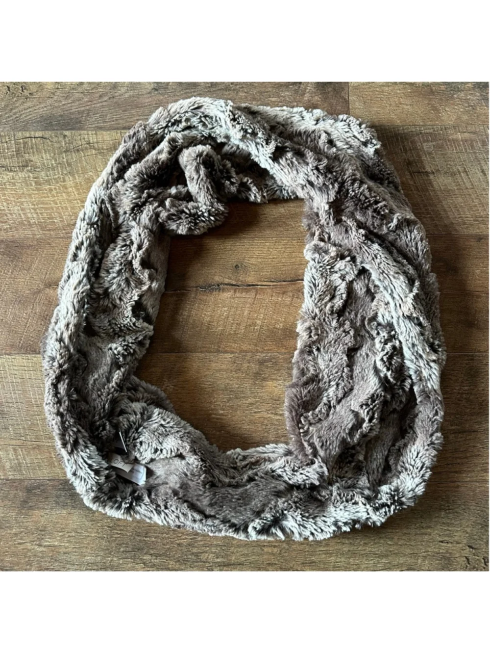 Women's LOFT Brown Grey Faux Fur Infinity Scarf One Size Summer Sale